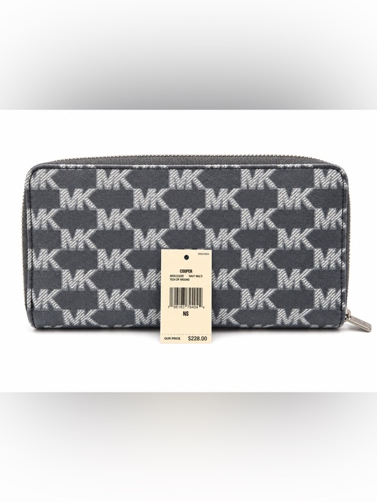 Michael Kors Other - Michael Kors Navy Gray Signature MK Zip-Around Wallet